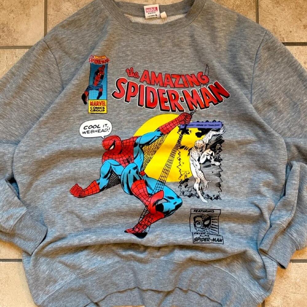 Marvel The Amazing Spiderman Comic Book Pullover Sweatshirt - Size L